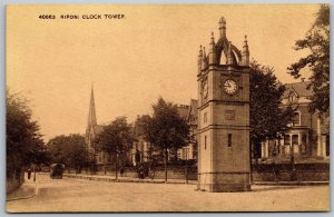 Vtg Queen Victoria Clock Tower Ripon North Yorkshire England 1910s Postcard