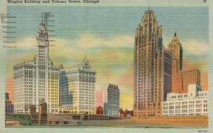 Vintage Postcard 1952 Wrigley Building & Tribune Tower Chicago ILL. Illinois