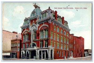 1911 New Grand Theatre Building Street View Sioux City Iowa IA Antique Postcard