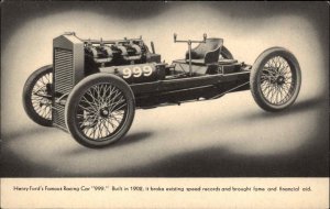 Henry Ford Famous Racing Car 999 Classic Cars Vintage Postcard