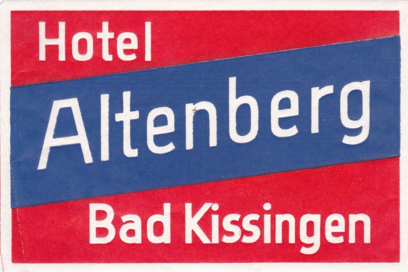 Germany Bad Kissingen Hotel Altenberg Vintage Luggage Label sk3771