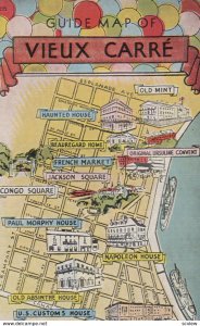 Guide MAP of VIEUX CARRE , New Orleans , Louisiana , 1930-40s