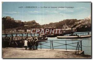 Old Postcard Koblenz The boats bridge during the passage