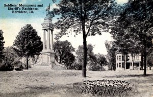 Belivere, Illinois - The Soldiers' Monument and Sheriff's Residence - in 1915