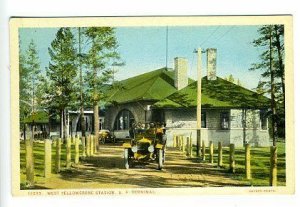 West Yellowstone Park U.P. Terminal Train Depot Railroad Station Postcard