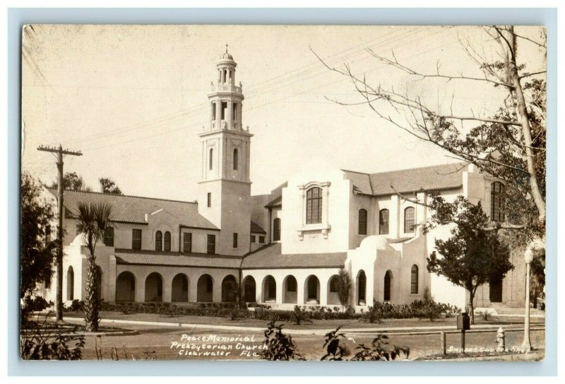 1930's RPPC Peace Memorial Presbyterian Church Clearwater, FL Postcard F78 