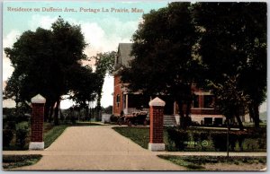 Postcard Portage La Prairie Manitoba c1911 Residence on Dufferin Avenue