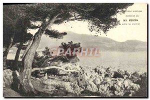 Old Postcard Menton view between the olive trees