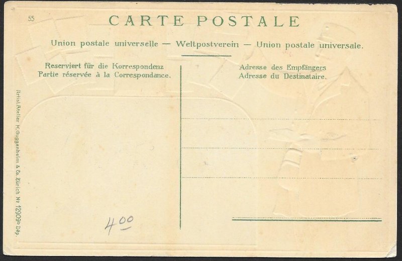 SWITZERLAND Stamps on Postcard Mailman Unused c1910s