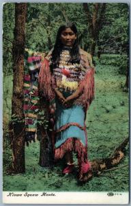 AMERICAN INDIAN KIOWA SQUAW HAVLA ANTIQUE POSTCARD