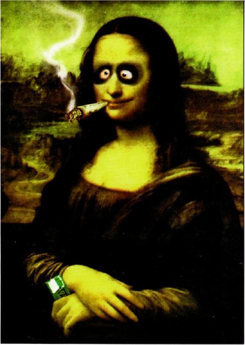 Mona Lisa Smoking a Cigarette Altered Art Postcard #1 | Topics - Fine Arts 
