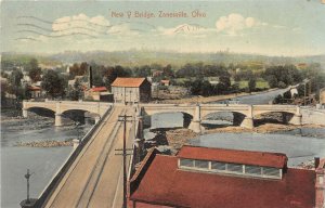 Zanesville Ohio 1910 Postcard New Y Bridge