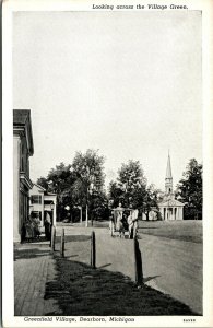 Vtg Dearborn Michigan MI Village Green Greenfield Village Horse & Wagon Postcard