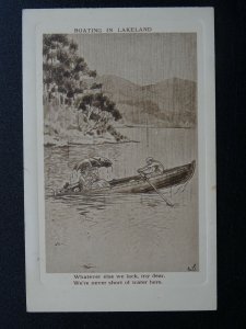 Cumbria BOATING IN LAKELAND c1920s Comic Postcard by Valentine