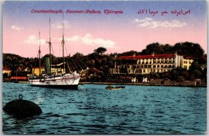 Constantinople Turkey  Summer Palace Therapia Ship Boat Sailing Postcard