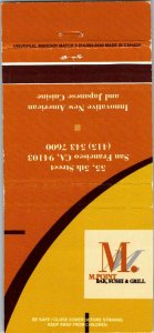 Vintage Matchbook Cover M. Point Bar, Sushi & Grill San Francisco, CA MB112