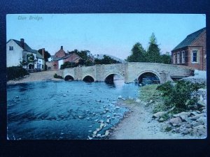 Shropshire CLUN BRIDGE showing TEMPERANCE HALL c1906 Postcard PM CLUN DUPLEX 077