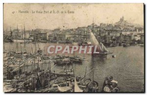 Old Postcard Marseille Vieux Port and ND Guard