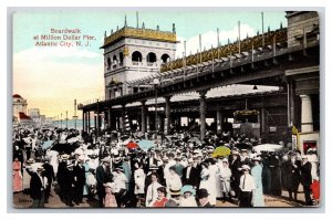 Busy Boardwalk and Million Dollar Pier Atlantic CIty NJ Unused DB Postcard W11