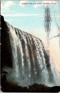 VINTAGE POSTCARD VIEW OF AMERICAN FALLS FROM BELOW NIAGARA FALLS 1908 W290