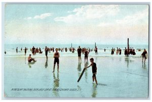 In The Surf Enjoying The Daily Dip At Far Rockaway Beach Long Island NY Postcard