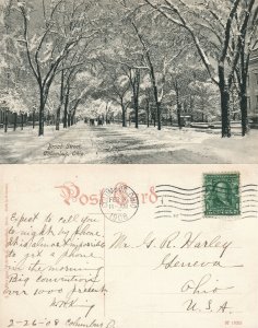 COLUMBUS OHIO BROAD STREET 1908 ANTIQUE POSTCARD 