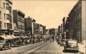 MERIDEN CT West Main CLASSIC 1940S CARS c1910 Postcard