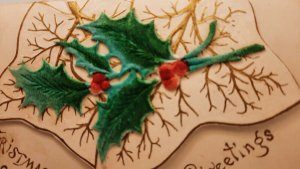 postcard Christmas Greetings - felt holly