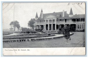 1908 The Lotus Club Exterior Garden Scene St. Joseph Missouri MO Posted Postcard