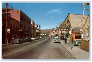 c1960 Main Street Looking North Classic Cars Building Liberty New York Postcard