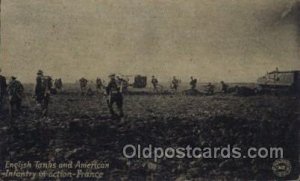 English Tanks & American Infantry in Action, France, WW I Unused minor corner...