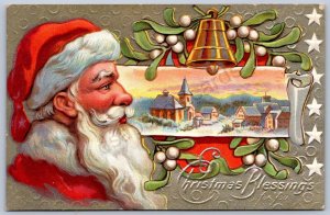 K16/ Santa Claus Christmas Postcard c1910 NashSilver Snow 463