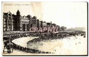 Old Postcard Belgium Ostend Beach and the dam