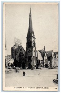 c1940 Central M.E. Church Exterior Building Detroit Michigan MI Vintage Postcard