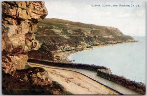 Llandudno Marine Drive Wales Highway Through The Cliff Postcard