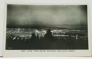 Canada Night Scene from Grouse Mountain Vancouver RPPC Real Photo Postcard J2