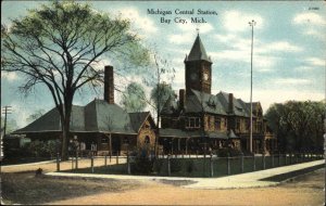 Bay City Michigan MI Train Station Depot 1900s-10s Postcard