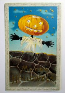 Halloween Postcard Barton Spooner The Great Pumpkin Goblin Man Embossed Fantasy