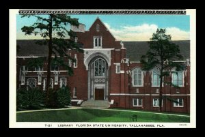 VINTAGE POSTCARD LIBRARY FLORIDA STATE UNIVERSITY TALLAHASSEE FRESH LINEN CARD