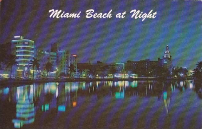 Florida Miami Beach At Night Looking Across Lake Pancoast