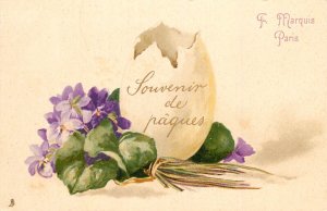 Easter Tuck Postcard Souvenir De Paques Broken Egg F. Marquis Paris 240