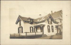 Home w/ Anchor on Roof - Brockton MA Cancel 1910 Real Photo Postcard