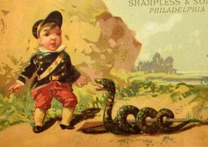 French Soldier Large Snake Sharpless & Sons Philadelphia Victorian Card F101