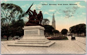 1919 Soldiers Monument Grande Avenue Milwaukee Wisconsin WI Posted Postcard