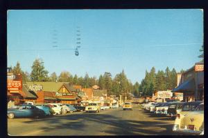 Big Bear Lake, California/CA Postcard, The Village, Old Cars, 1963!