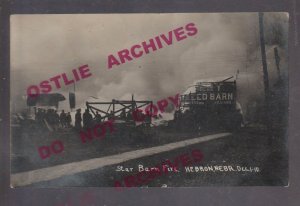 Hebron NEBRASKA RPPC 1910 LIVERY BARN FIRE Flames NIGHT! DISASTER Star Feed Barn