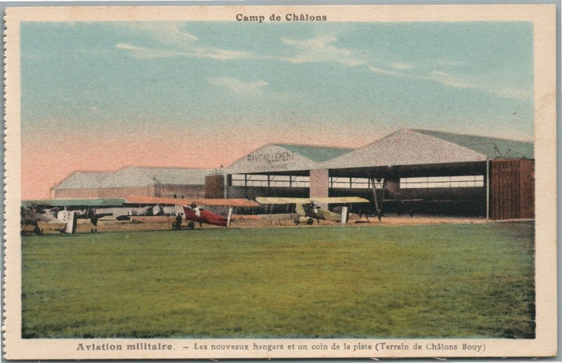 MILITARY AVIATION FRENCH AIRDROME CAMP DE CHALONS ANTIQUE POSTCARD