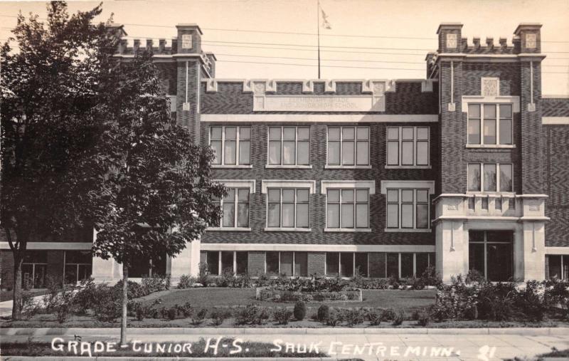 SAUK CENTRE MINNESOTAGRADEJUNIORHIGH SCHOOL REAL PHOTO POSTCARD 1910s