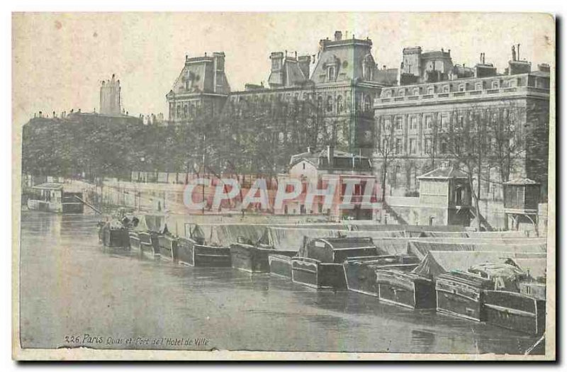 Old Postcard Paris Quay and Port of City Hotel