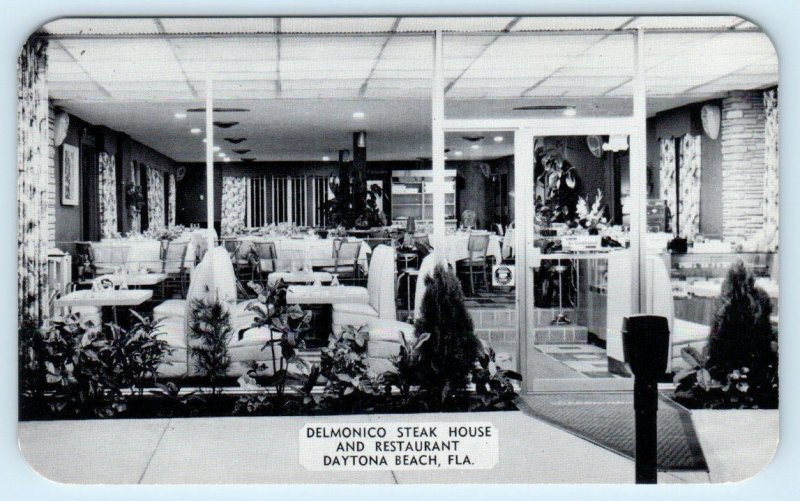 DAYTONA BEACH, Florida FL ~ Roadside DELMONICO STEAK HOUSE c1950s  Postcard